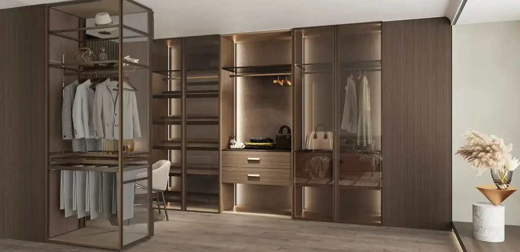 Luxury Villa Wood Grain Walk-in Closet Design YG16-M08